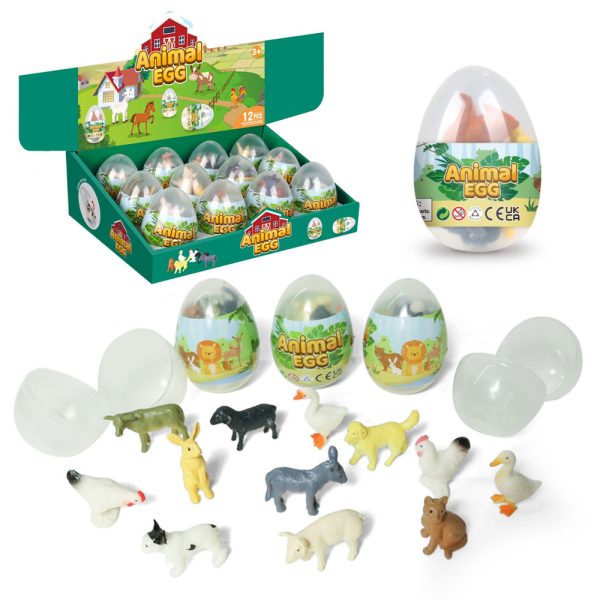 6pcs in egg plastic mini farm animal model surprise eggs with toys inside