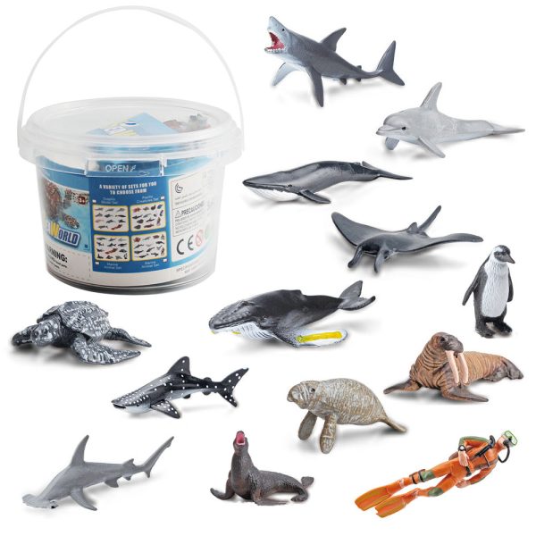 High simulation PVC mini toy plastic ocean animal figurines in barrel