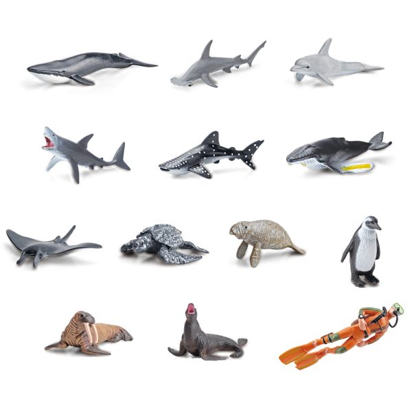 High simulation PVC mini toy plastic ocean animal figurines in barrel