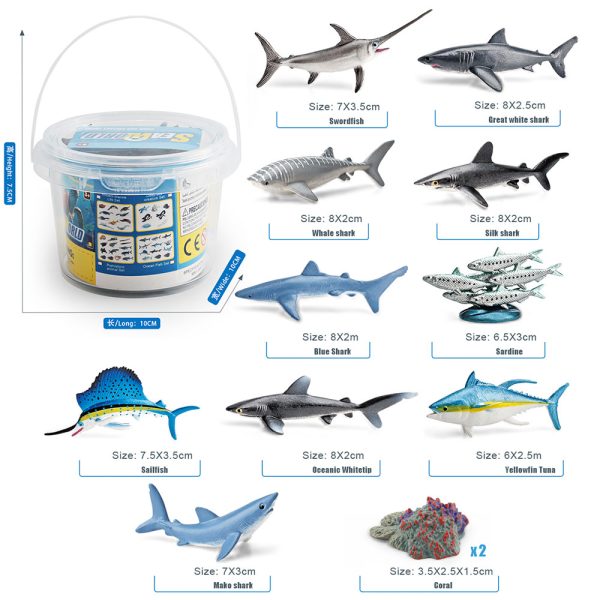 High simulation PVC mini toy plastic ocean animal figurines in barrel