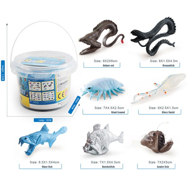 High simulation PVC mini toy plastic ocean animal figurines in barrel