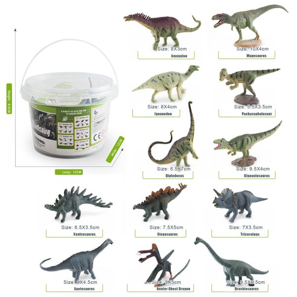 PVC bucket pack vivid solid pvc plastic dinosaur toys