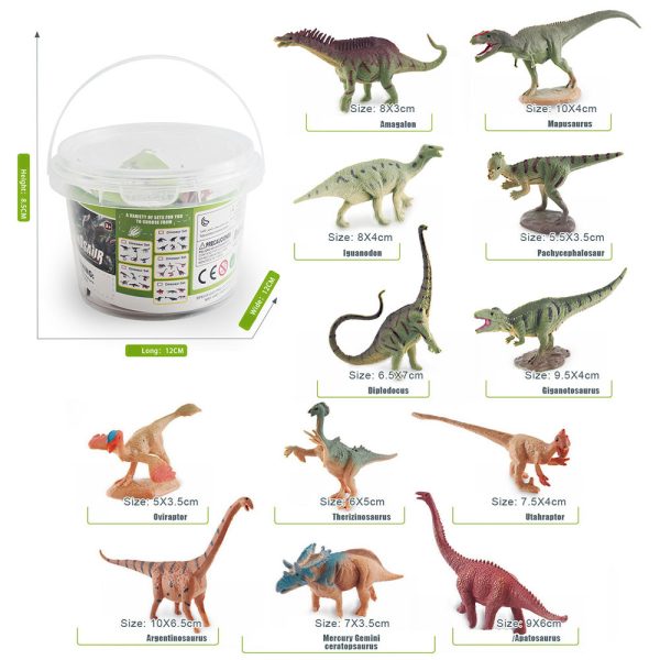 PVC bucket pack vivid solid pvc plastic dinosaur toys