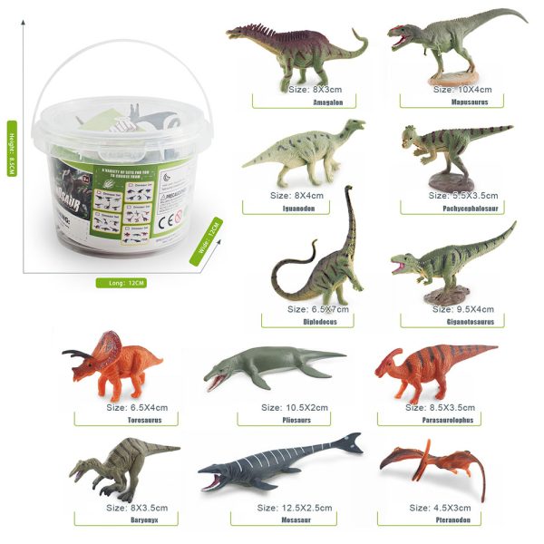 PVC bucket pack vivid solid pvc plastic dinosaur toys