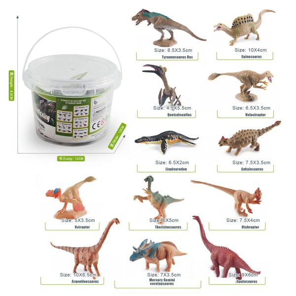 PVC bucket pack vivid solid pvc plastic dinosaur toys