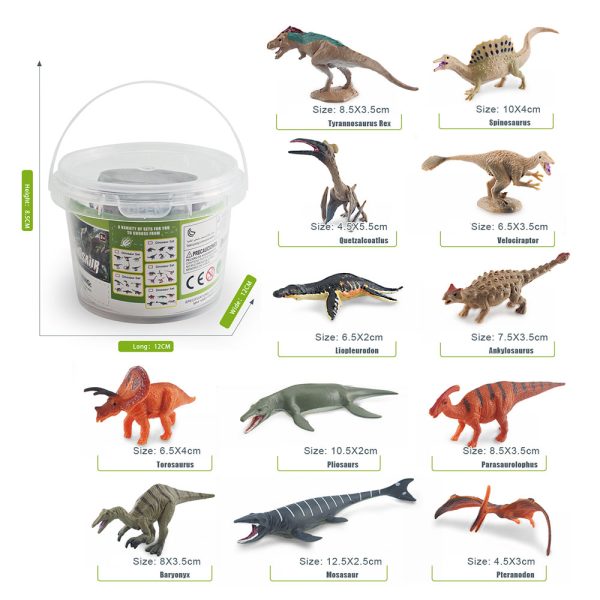 PVC bucket pack vivid solid pvc plastic dinosaur toys