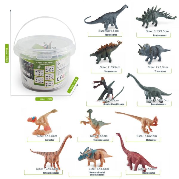 PVC bucket pack vivid solid pvc plastic dinosaur toys