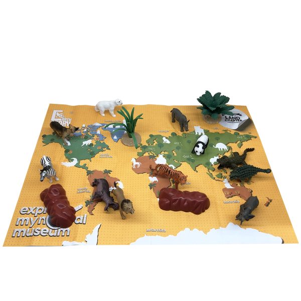 19PCS Mini Solid Plastic Model PVC Animal in the World Map Toy