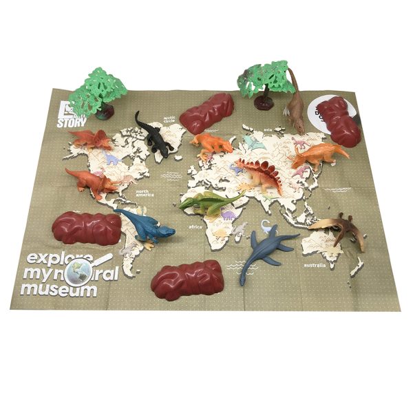 Paper World Map Solid Small PVC Model Dinosaur Toys in Box