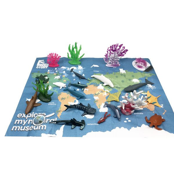 With Paper World Map 22pcs Pvc Toy Miniature Sea Animal Model
